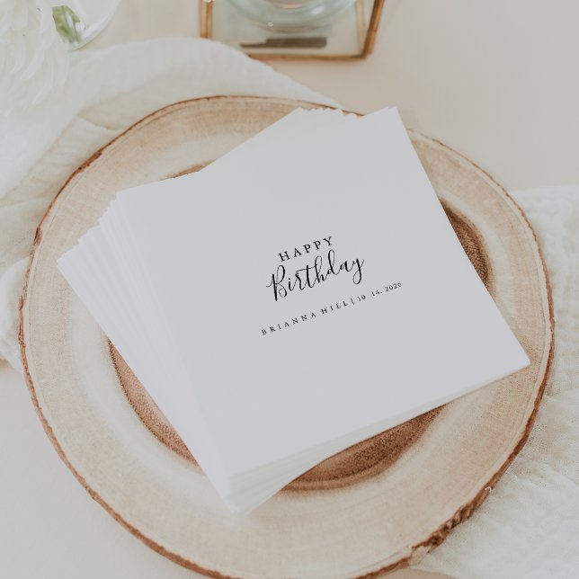 Simple Minimalist Calligraphy Birthday Party Napkins (Creator Uploaded)