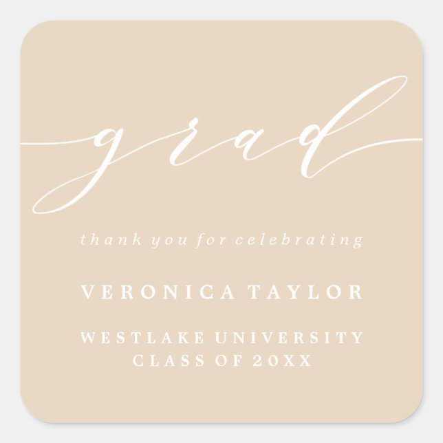 SIMPLE MINIMALIST CALLIGRAPHY GRADUATION STICKER (Front)
