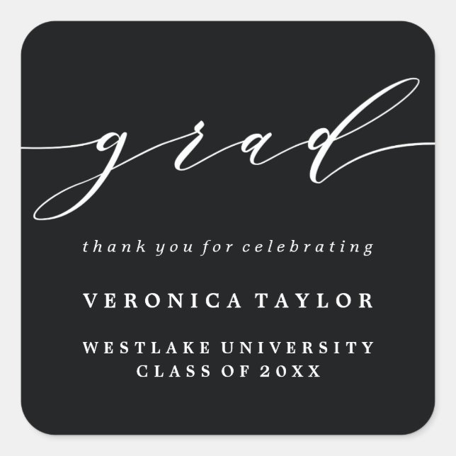 SIMPLE MINIMALIST CALLIGRAPHY GRADUATION STICKER (Front)