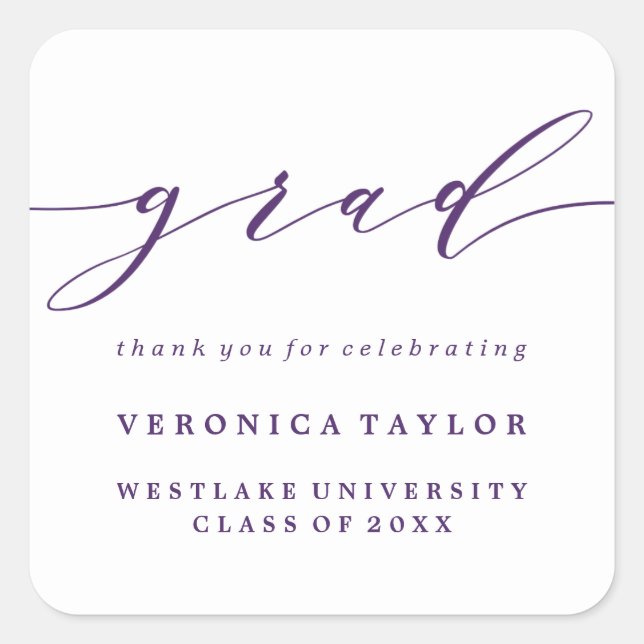 SIMPLE MINIMALIST CALLIGRAPHY GRADUATION STICKER (Front)