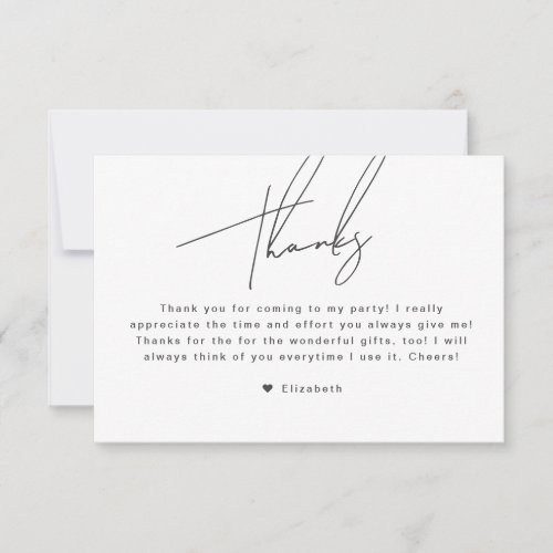 Simple Minimalist Calligraphy Script Thank You Card