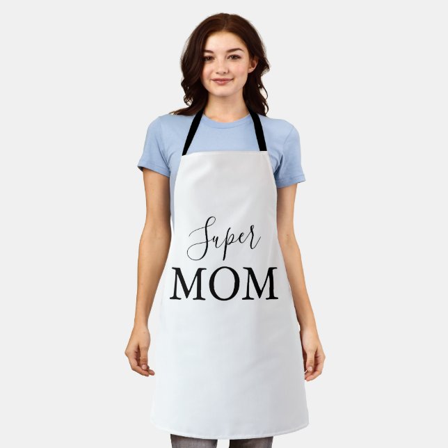 Simple Minimalist Calligraphy Super Mom  Apron (Worn)