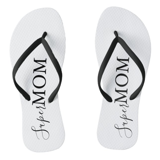 Simple Minimalist Calligraphy Super Mom   Flip Flops (Footbed)