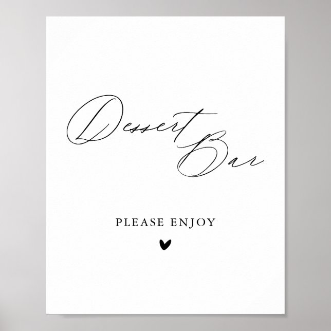 Simple Minimalist Calligraphy Wedding Dessert Bar  Poster (Front)