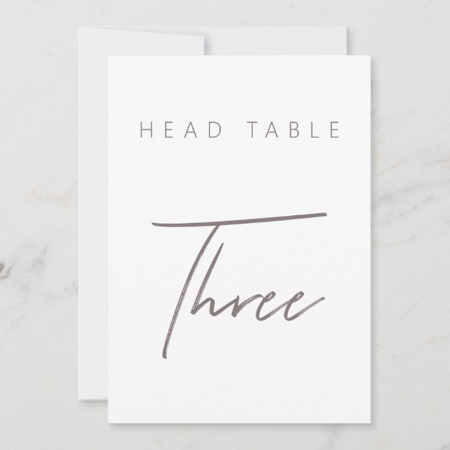 Simple Minimalist Calligraphy Wedding Table Number (Front)