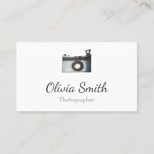 Simple Minimalist Camera Photographer Business Card