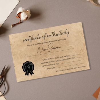Simple Minimalist Certificate Of Authenticity by smmdsgn at Zazzle