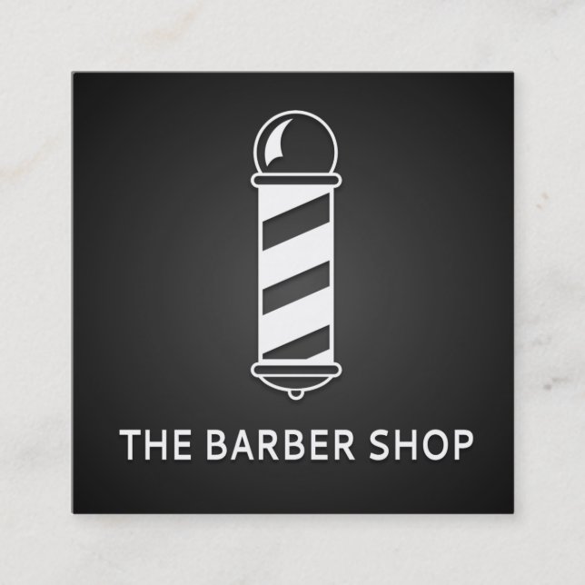 Simple Minimalist Chalkboard Barber Shop Square Business Card (Front)