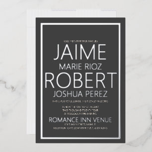 SIMPLE & MINIMALIST Charcoal Gray Wedding Foil Invitation