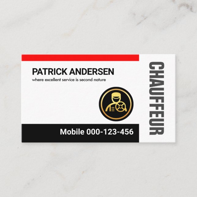 Simple Minimalist Chauffeur Driver Business Card (Front)