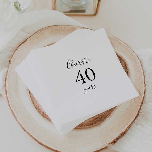 Simple Minimalist Cheers to 40 Years Birthday  Napkins (Creator Uploaded)