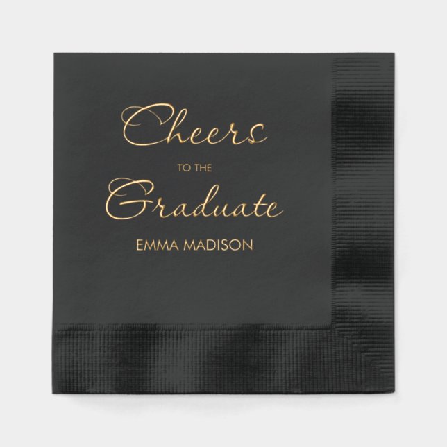 Simple Minimalist Cheers To The Graduate Foil Napkins (Front)