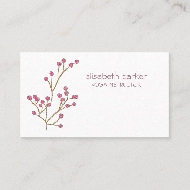 Simple minimalist cherry blossom yoga instructor business card (Front)