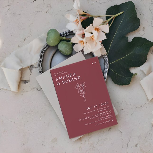 Simple Minimalist Chic Flower Wedding Invitation (Creator Uploaded)