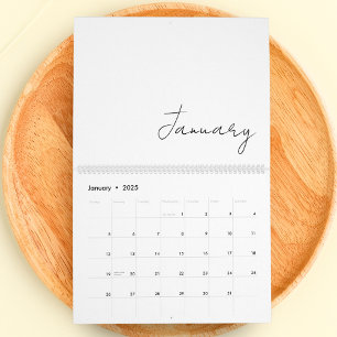 Simple Minimalist Chic Script Writing 2026 Family Calendar