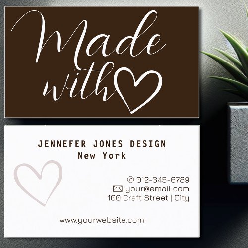 Simple Minimalist Chocolate Made With Love Heart Business Card