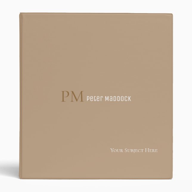 Simple minimalist classic beige binder with name (Front)