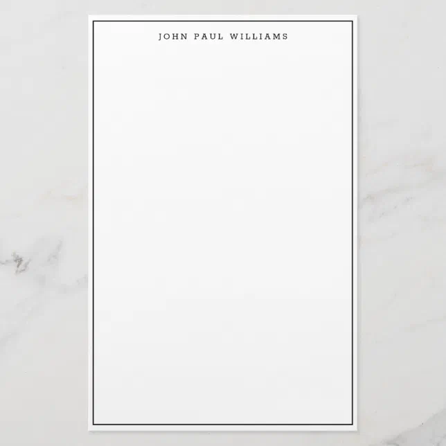 Simple Minimalist Classic Black Thin Border Frame Stationery | Zazzle