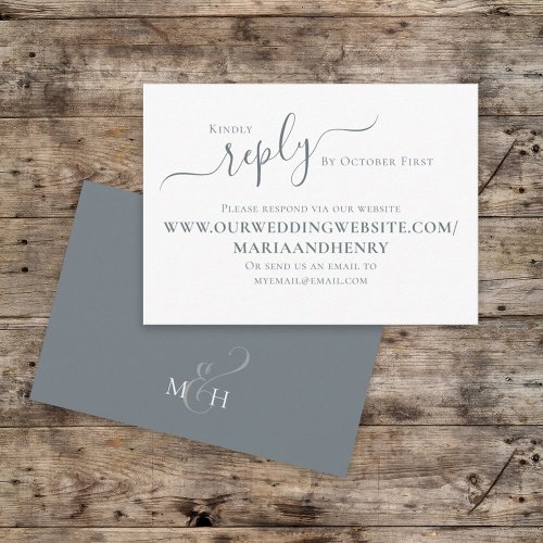Simple Minimalist Classic Blue Calligraphy Reply Enclosure Card