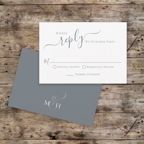Simple Minimalist Classic Blue Calligraphy Reply RSVP Card