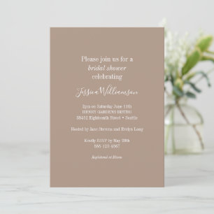 Simple Minimalist Classic Chic Brown Bridal Shower Invitation