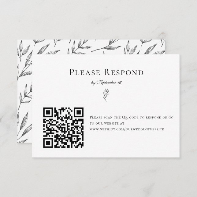 Simple Minimalist Classic Elegant Modern QR Code RSVP Card (Front/Back)
