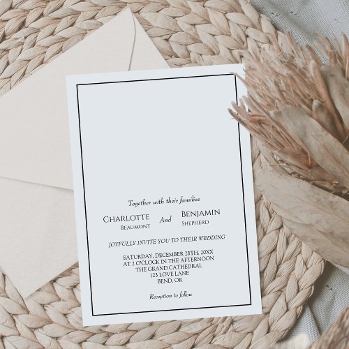 Simple Minimalist Classic Wedding Invitation