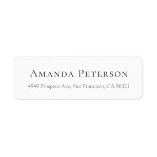 Simple Minimalist Classic White Return Address Label