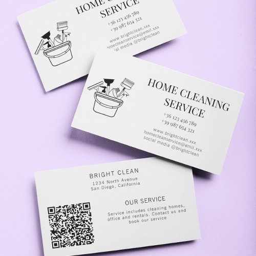 Simple Minimalist Cleaning Service Business Card