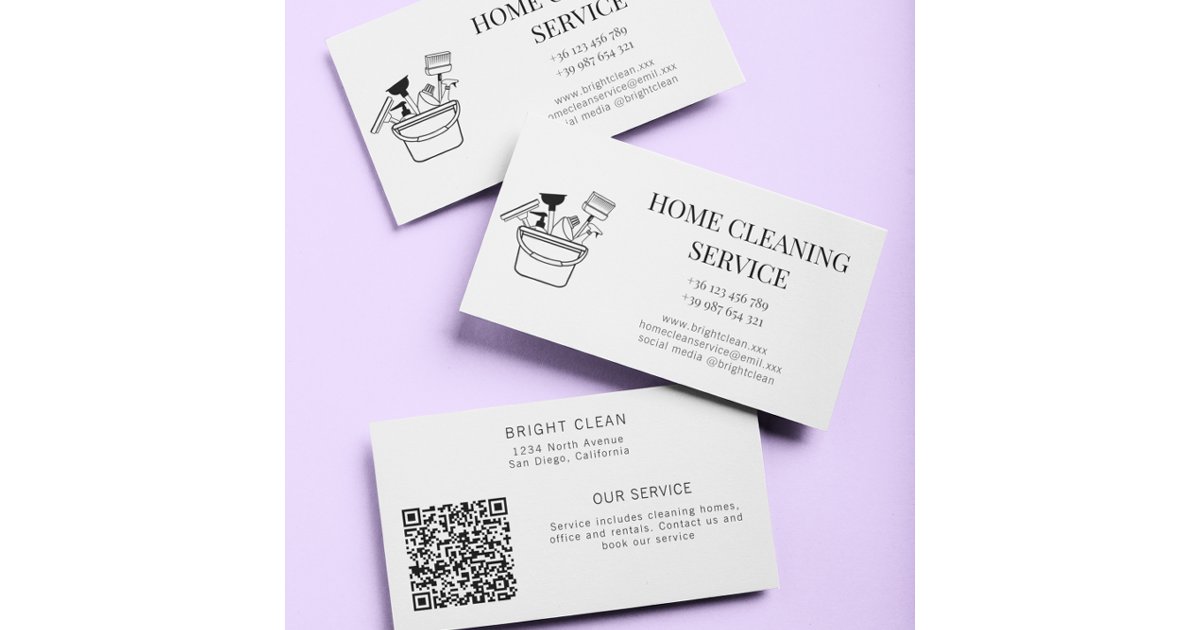 Simple Minimalist Cleaning Service Business Card | Zazzle