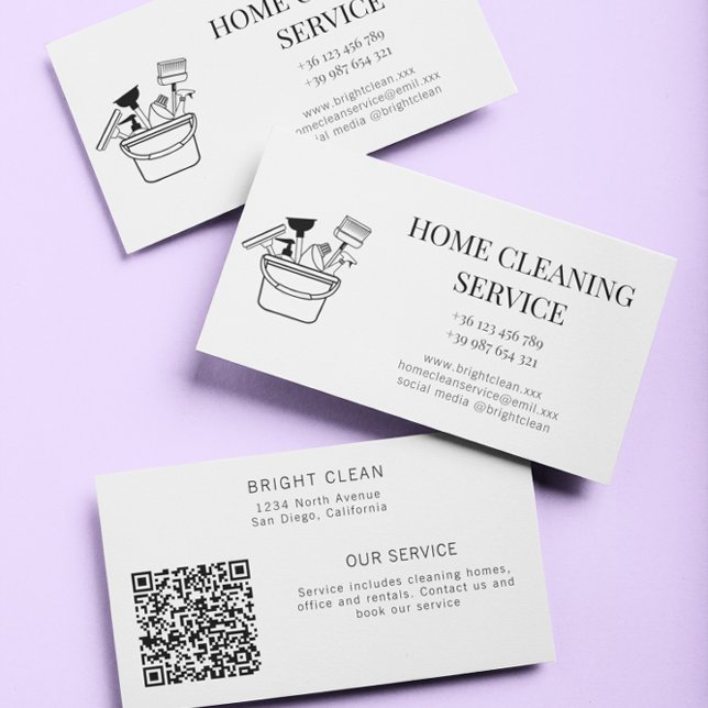 Simple Minimalist Cleaning Service Business Card (Creator Uploaded)