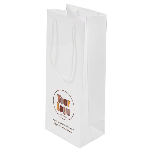 Simple Minimalist Company Business Logo Custom Wine Gift Bag (Front Angled)