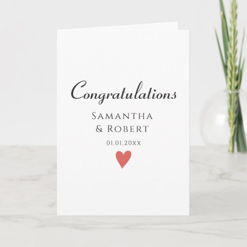 Simple Minimalist  Congratulation Wedding Card 