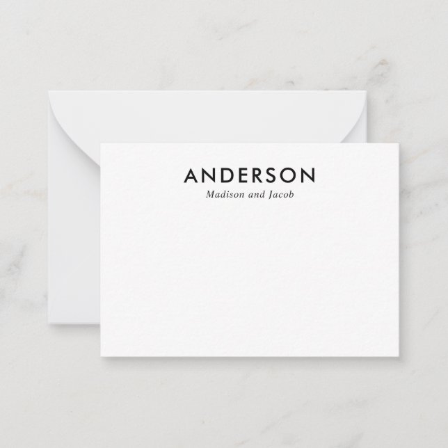 Simple Minimalist Contemporary Couple Note Card (Front)