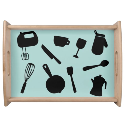 Simple minimalist cooking utensils pattern serving tray