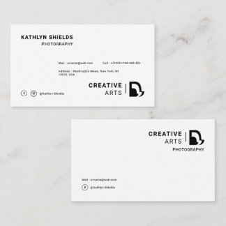 Simple Minimalist cool Black White Professional  Business Card