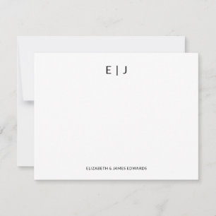 Simple Minimalist Couple Initials Personalized Note Card