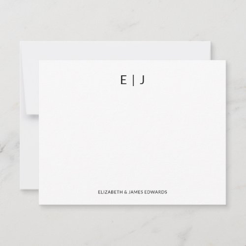 Simple Minimalist Couple Initials Personalized Note Card