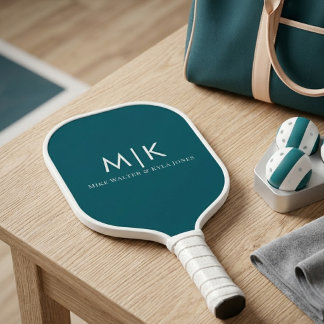 Simple Minimalist Couple Initials Wedding Pickleball Paddle