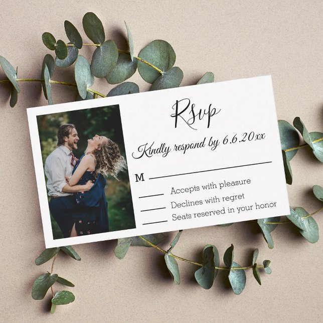 simple minimalist couple photo wedding rsvp  note card (Creator Uploaded)