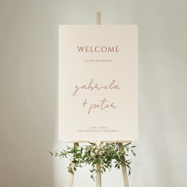 Simple Minimalist Cream Wedding Welcome Foam Board (Creator Uploaded)