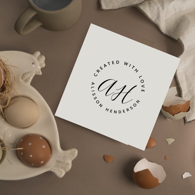 Simple Minimalist Created With Love Name Initials Self-inking Stamp (Creator Uploaded)