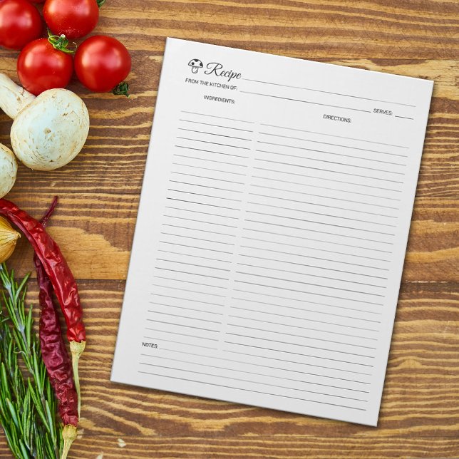 Simple Minimalist Culinary Mushroom Recipe Notepad (Creator Uploaded)