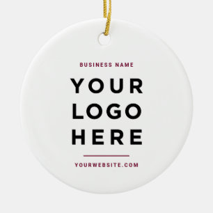 Simple Minimalist Custom Business Logo Burgundy Ceramic Ornament