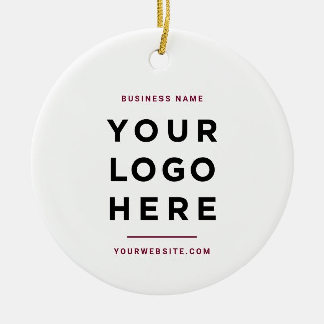 Simple Minimalist | Custom Business Logo Burgundy Ceramic Ornament (Front)