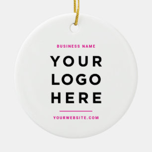 Simple Minimalist Custom Business Logo Pink Ceramic Ornament