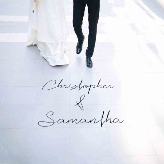 Simple Minimalist Custom Couple Names Wedding Floor Decals (Wedding)
