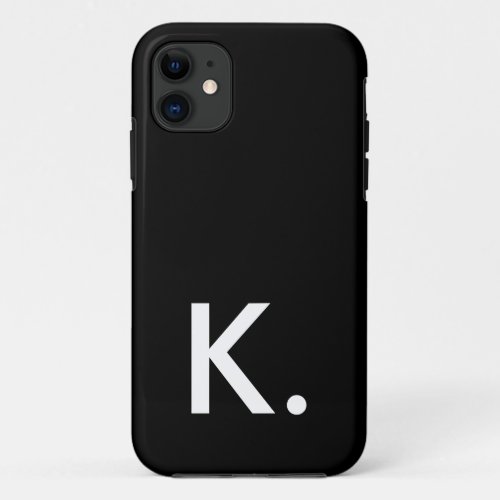 Simple minimalist custom initial black white iPhone 11 case