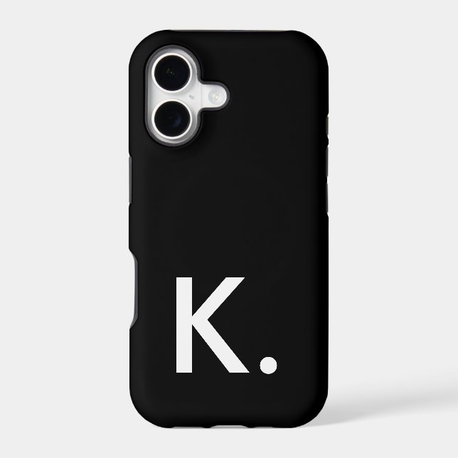 Simple minimalist custom initial black white iphone case (Back)