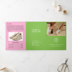 Simple Minimalist Custom Logo & Image business Tri-Fold Invitation